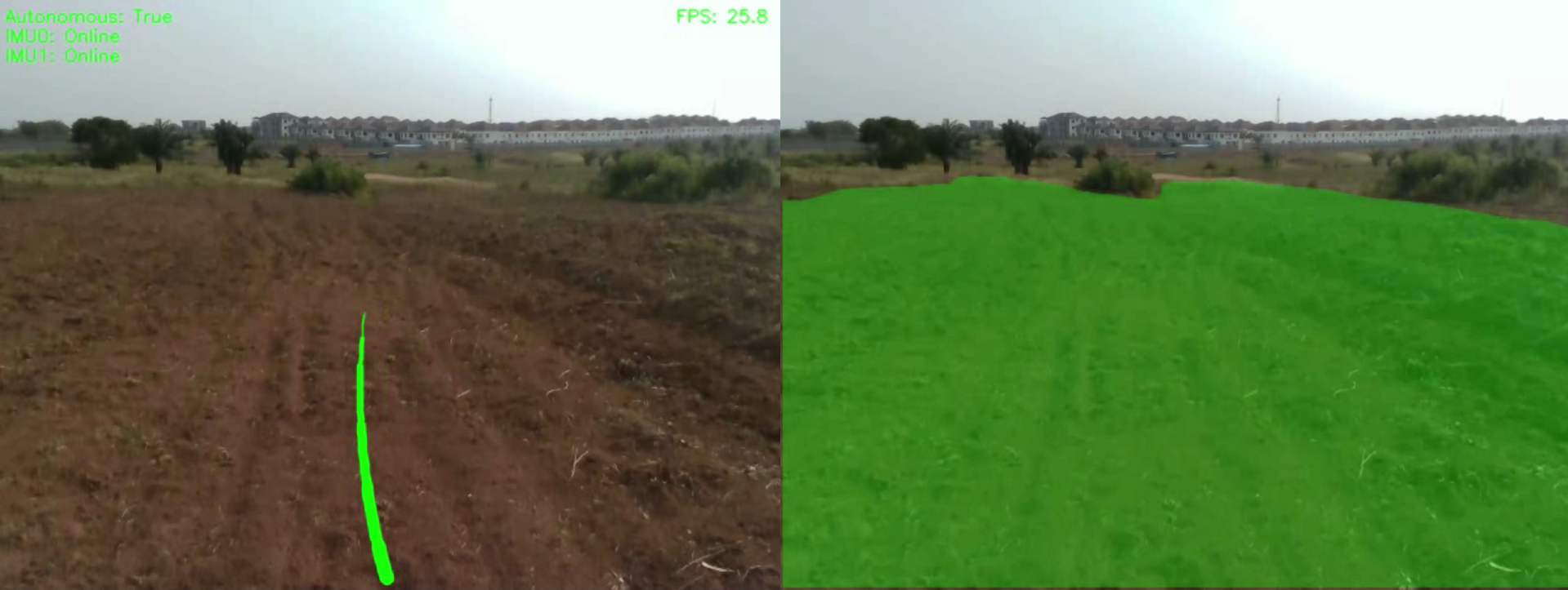 FAMA's vision system — cameras reading crop rows for autonomous navigation